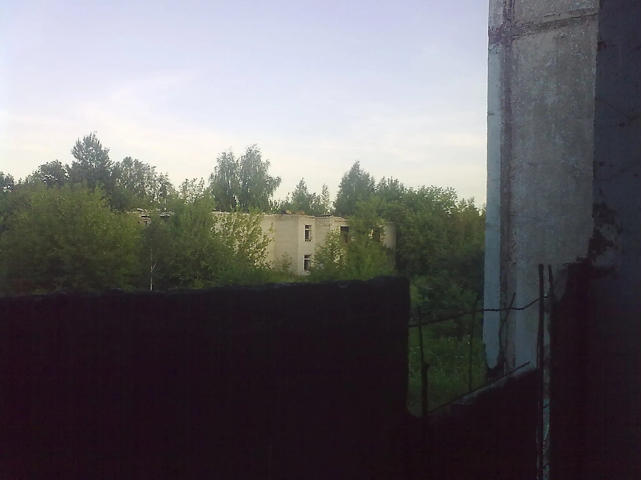 Photo from a balcony in the abandoned building
