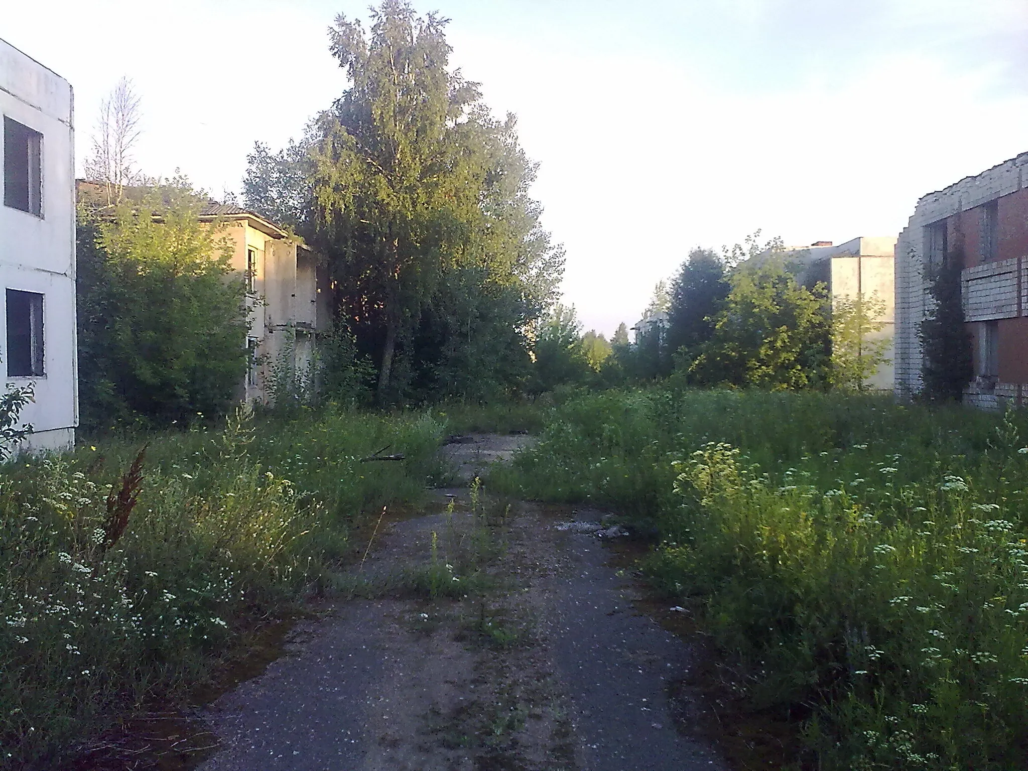 A road in the empty abandoned town