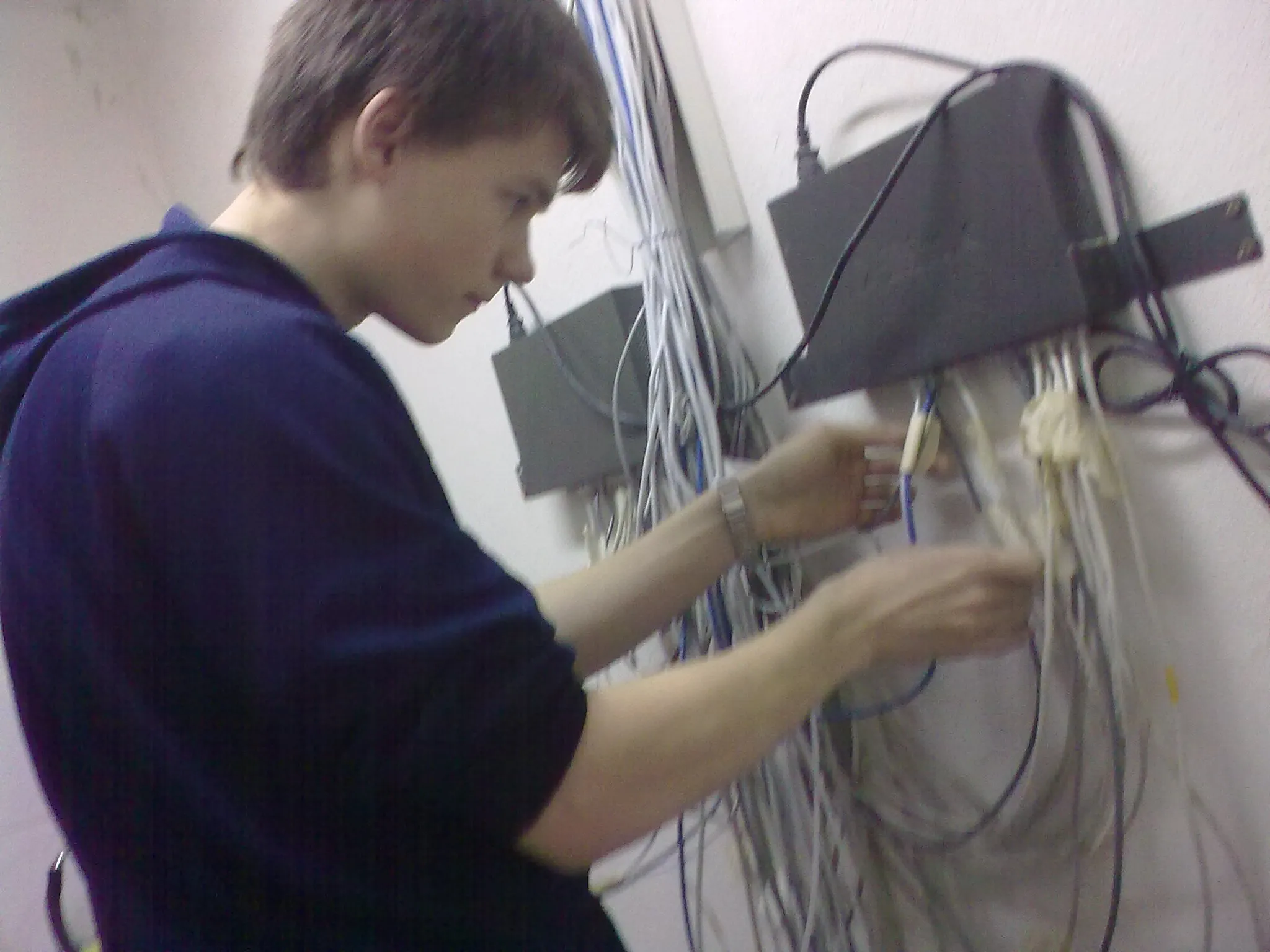 Dima working with switches and cables