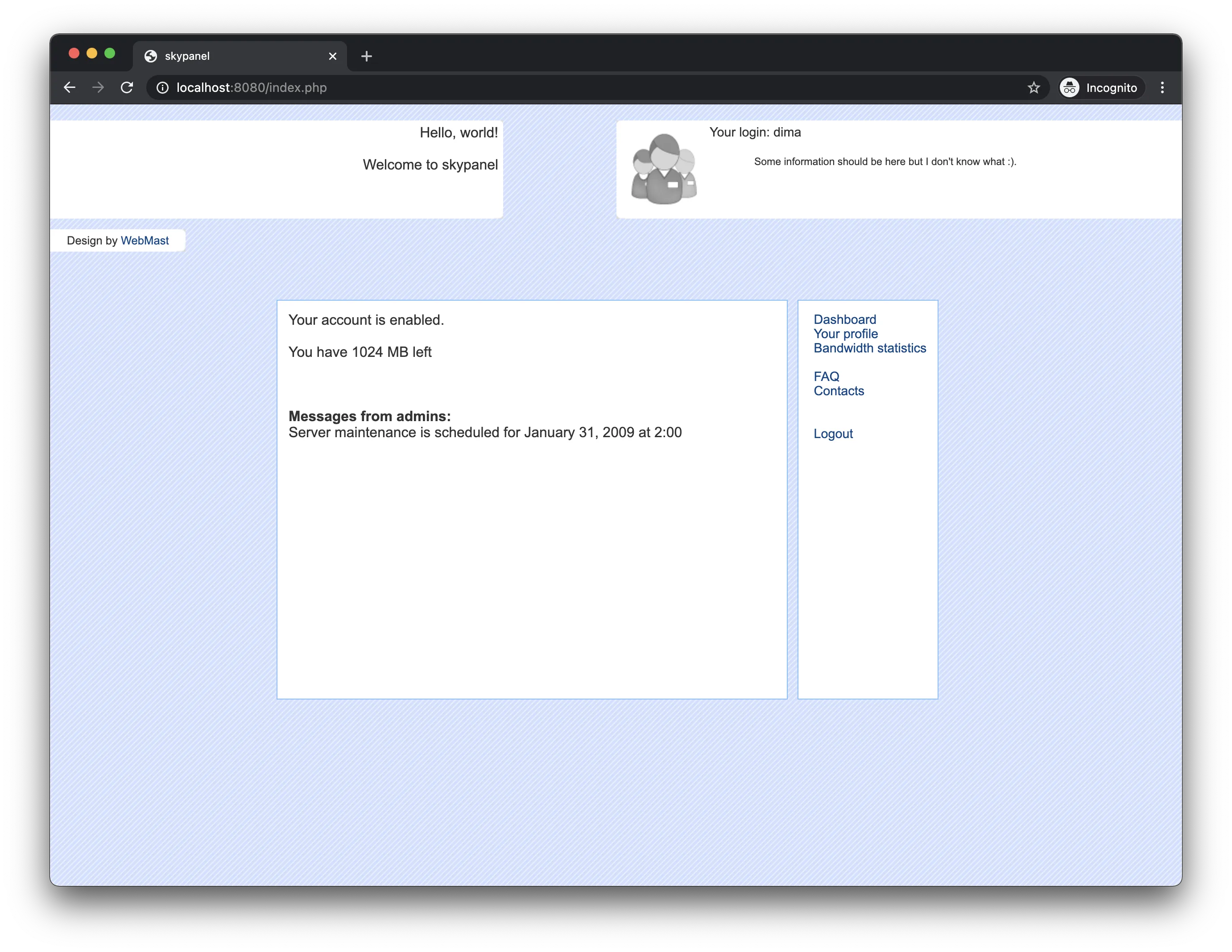 screenshot of the billing panel showing how much traffic remaining